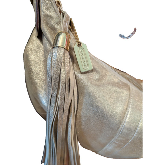 NEW Coach Soho Y2K Goat Suede Dust Metallic Gold Hobo Bag 3673 NWOT - Picture 4 of 5